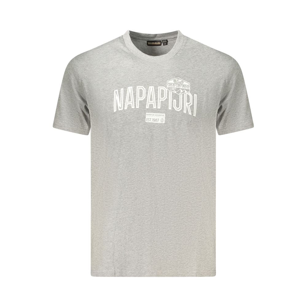 Napapijri Gray Cotton Men T-Shirt